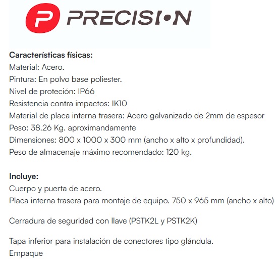 SSMMEC GABINETE DE ACERO (800 x 1000 x 300mm)